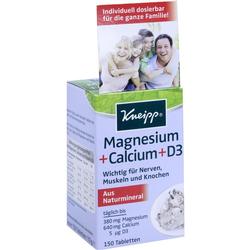 Eine Schachtel Kneipp Magnesium+Calcium+D3 Tabletten für Nerven, Muskeln und Knochen.